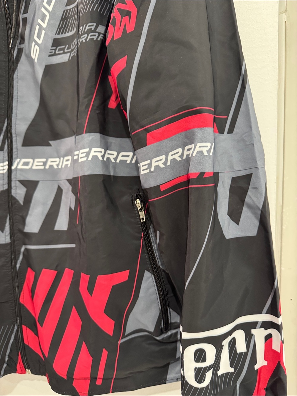 Ferrari Black Jacket with Red & Gray Racing Graphics - Picture 4 of 10
